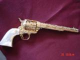 Colt SAA 3rd Gen,44-40,7 1/2",fully master cattlebrand engrave,24K gold plated,real MOP heavy grips,1982,a 1 of a kind work of art,from Flannery
- 6 of 15