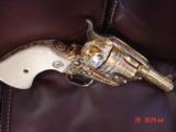Colt SAA Sheriff 3"barrel,44 cal,3rd Gen,24K gold plated,cattlebrand engraved by Flannery Engraving,1980,a 1 of a kind masterpiece-awesome !! - 15 of 15