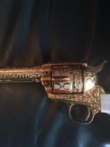 Colt SAA 2nd Gen,45LC,7 1/2",24K Gold plated,master engraved in Cattlebrands by Flannery engraving,real MOP grips,made in 1975, 1 of a kind showp - 2 of 15