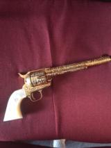 Colt SAA 2nd Gen,45LC,7 1/2",24K Gold plated,master engraved in Cattlebrands by Flannery engraving,real MOP grips,made in 1975, 1 of a kind showp - 13 of 15