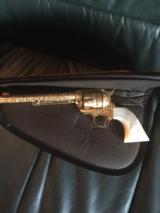 Colt SAA 2nd Gen,45LC,7 1/2",24K Gold plated,master engraved in Cattlebrands by Flannery engraving,real MOP grips,made in 1975, 1 of a kind showp - 12 of 15