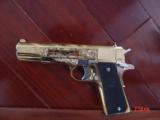 Colt 1911 Government,38 Super,fully 24K gold plated &master engraved by Seattle Engraving,never fired,box & manual-awesome showpiece !! - 2 of 15
