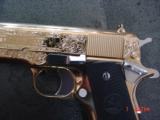 Colt 1911 Government,38 Super,fully 24K gold plated &master engraved by Seattle Engraving,never fired,box & manual-awesome showpiece !! - 5 of 15