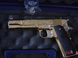 Colt 1911 Government,38 Super,fully 24K gold plated &master engraved by Seattle Engraving,never fired,box & manual-awesome showpiece !! - 4 of 15