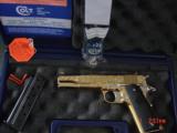 Colt 1911 Government,38 Super,fully 24K gold plated &master engraved by Seattle Engraving,never fired,box & manual-awesome showpiece !! - 3 of 15