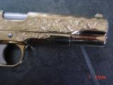 Colt 1911 Government,38 Super,fully 24K gold plated &master engraved by Seattle Engraving,never fired,box & manual-awesome showpiece !! - 8 of 15