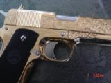 Colt 1911 Government,38 Super,fully 24K gold plated &master engraved by Seattle Engraving,never fired,box & manual-awesome showpiece !! - 9 of 15