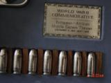 Colt WWII Commemorative pair,45,bright nickel,never fired,roll engraved,14 nickel bullets,heavy fitted cases,same serial #s,made 1970,awesome pair - 9 of 15