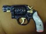 Smith & Wesson 10-5,rare 2" snubby,fully refinished & engraved by Flannery Engraving,reblued,with 24K accents & gold inlay,Pearlite grips,awesome - 14 of 15