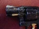 Smith & Wesson 10-5,rare 2" snubby,fully refinished & engraved by Flannery Engraving,reblued,with 24K accents & gold inlay,Pearlite grips,awesome - 4 of 15