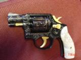 Smith & Wesson 10-5,rare 2" snubby,fully refinished & engraved by Flannery Engraving,reblued,with 24K accents & gold inlay,Pearlite grips,awesome - 1 of 15