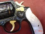 Smith & Wesson 10-5,rare 2" snubby,fully refinished & engraved by Flannery Engraving,reblued,with 24K accents & gold inlay,Pearlite grips,awesome - 2 of 15
