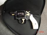 Smith & Wesson 10-5,rare 2" snubby,fully refinished & engraved by Flannery Engraving,reblued,with 24K accents & gold inlay,Pearlite grips,awesome - 12 of 15