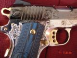 Colt 1911 Competition Series 45,master engraved & refinished,high gloss blue,nickel,& 24K gold,unfired-1 of a kind showpiece - 3 of 15