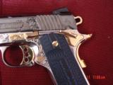 Colt 1911 Competition Series 45,master engraved & refinished,high gloss blue,nickel,& 24K gold,unfired-1 of a kind showpiece - 5 of 15