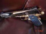 Colt 1911 Competition Series 45,master engraved & refinished,high gloss blue,nickel,& 24K gold,unfired-1 of a kind showpiece - 9 of 15