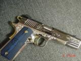 Colt 1911 Competition Series 45,master engraved & refinished,high gloss blue,nickel,& 24K gold,unfired-1 of a kind showpiece - 14 of 15