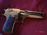 Magnum Research Desert Eagle 50AE,Rare bright mirror Titanium Gold finish,6" MK XIX,top rail,never fired,in case with all papers,a showpiece cann - 1 of 15
