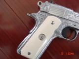 Colt Delta Elite 10MM,fully polished & engraved by Flannery Engraving,faux ivory & original grips,box & manual,awesome 1 of a kind showpiece !! - 3 of 15