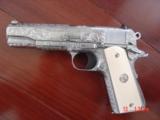 Colt Delta Elite 10MM,fully polished & engraved by Flannery Engraving,faux ivory & original grips,box & manual,awesome 1 of a kind showpiece !! - 6 of 15