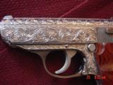 Walther/Interarms PPK/S 380,fully deep hand engraved & polished by Flannery Engraving,Rosewood grips,2 mags,box,& manual, a 1 of a kind work of art !! - 3 of 15