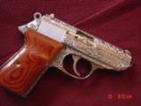 Walther/Interarms PPK/S 380,fully deep hand engraved & polished by Flannery Engraving,Rosewood grips,2 mags,box,& manual, a 1 of a kind work of art !! - 4 of 15
