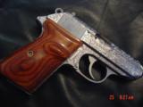 Walther/Interarms PPK/S 380,fully deep hand engraved & polished by Flannery Engraving,Rosewood grips,2 mags,box,& manual, a 1 of a kind work of art !! - 15 of 15