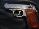 Walther/Interarms PPK/S 380,fully deep hand engraved & polished by Flannery Engraving,Rosewood grips,2 mags,box,& manual, a 1 of a kind work of art !! - 14 of 15