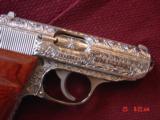Walther/Interarms PPK/S 380,fully deep hand engraved & polished by Flannery Engraving,Rosewood grips,2 mags,box,& manual, a 1 of a kind work of art !! - 5 of 15