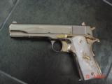 Colt Government,38 Super,5",fully refinished in bright nickel with 24K Gold accents,Pearlite grips,never fired,in case with manual etc.an awesome - 12 of 15