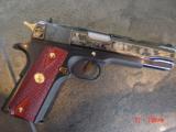 Colt 1911,The Leatherneck Vietnam Tribute Pistol,gold & silver engraved,#77 of 500,Pres case,Colt case,Rosewood grips,RARE ! awesome !! - 7 of 15