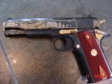 Colt 1911,The Leatherneck Vietnam Tribute Pistol,gold & silver engraved,#77 of 500,Pres case,Colt case,Rosewood grips,RARE ! awesome !! - 4 of 15