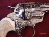 Colt Bisley made in 1910,32 WCF,4 3/4",engraved & nickel refinished by Dwayne Woody,real carved ivory with horse head & ruby-1 of a kind !! - 6 of 15