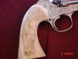 Colt Bisley made in 1910,32 WCF,4 3/4",engraved & nickel refinished by Dwayne Woody,real carved ivory with horse head & ruby-1 of a kind !! - 2 of 15