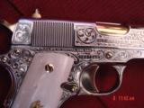 Colt Government 38 Super,Master engraved,& refinished in bright nickel & 24K gold by S.Leis,2 mags,box & papers,unfired,a work of art ! - 7 of 15