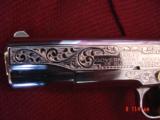 Colt Government 38 Super,Master engraved,& refinished in bright nickel & 24K gold by S.Leis,2 mags,box & papers,unfired,a work of art ! - 2 of 15