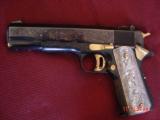 Colt 1911 Series 70,45acp,fully master engraved & refinished by Brian Mears, with 24k gold accents,real Pewter grips,& high gloss blue. 1 of a kind !! - 5 of 15