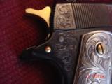 Colt 1911 Series 70,45acp,fully master engraved & refinished by Brian Mears, with 24k gold accents,real Pewter grips,& high gloss blue. 1 of a kind !! - 4 of 15