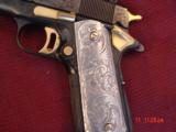 Colt 1911 Series 70,45acp,fully master engraved & refinished by Brian Mears, with 24k gold accents,real Pewter grips,& high gloss blue. 1 of a kind !! - 9 of 15