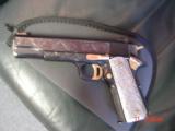 Colt 1911 Series 70,45acp,fully master engraved & refinished by Brian Mears, with 24k gold accents,real Pewter grips,& high gloss blue. 1 of a kind !! - 13 of 15