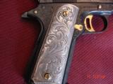 Colt 1911 Series 70,45acp,fully master engraved & refinished by Brian Mears, with 24k gold accents,real Pewter grips,& high gloss blue. 1 of a kind !! - 3 of 15