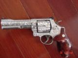 Smith & Wesson 629-6,44 Mag,6",fully deep hand engraved & polished by Flannery,Rosewood,grips,box etc.a masterpiece hand cannon !! - 5 of 15