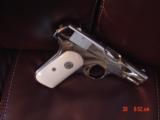 Colt 1908 Hammerless, 380 auto,fully refinished in bright mirror nickel,bonded Ivory grips,made 1926, 90 years old. done in Nov 2016,awesome showpiece - 12 of 15