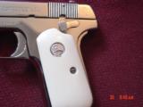 Colt 1908 Hammerless, 380 auto,fully refinished in bright mirror nickel,bonded Ivory grips,made 1926, 90 years old. done in Nov 2016,awesome showpiece - 4 of 15