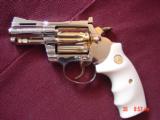 Colt Diamondback rare 2 1/2", 38 Special,fully refinished in bright nickel & 24K gold,bonded ivory grips, made 1975,redone in Nov.2016- a work of - 1 of 15