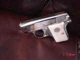 Colt 1908 Vest Pocket,25 caliber,fully refinished in bright nickel-done in Nov 2016,bonded ivory grips,made in 1923-awesome showpiece !! - 9 of 15