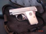 Colt 1908 Vest Pocket,25 caliber,fully refinished in bright nickel-done in Nov 2016,bonded ivory grips,made in 1923-awesome showpiece !! - 6 of 15