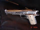 Colt Delta Elite 10mm,fully deep hand engraved & polished by Flannery Engraving,bonded ivory grips,etc.a masterpiece !! box & manual ! - 2 of 15