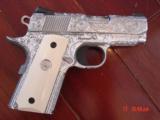 Colt Defender 3",45,fully deep hand engraved & polished by Flannery Engraving,2 mags,2 grips,box & papers,never fired-awesome !! - 1 of 15