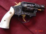 Smith & Wesson 10-5,rare 2" barrel,fully deep hand engraved with 24K gold accents by Flannery engraving,Pearlite grips,circa 1960's-a true wo - 1 of 15
